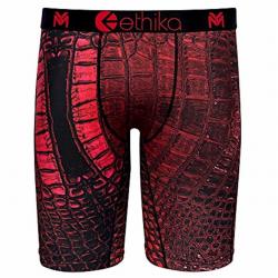 Ethika Men's The Staple Fit YM Reptile   Young Money Long Boxer Brief Underwear - Red - X Large