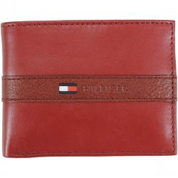Tommy Hilfiger Men's Genuine Leather Two Tone Passcase Billfold Wallet - Red
