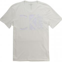 Calvin Klein Men's Short Sleeve Tonal Logo V Neck T Shirt - White - Medium