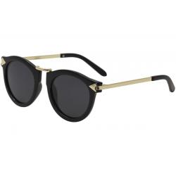 Yaaas! Women's 2401 Fashion Round Sunglasses - Black/Grey   D - Medium Fit