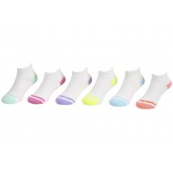 Skechers Girl's 6 Pairs 360 Degree Cushion Quarter Crew Cut Socks - White - 5 6.5 Fits 4 8.5