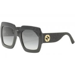 Gucci Women's Urban Collection GG0102S GG/0102/S Sunglasses - Black Gold Glitter/Gray Gradient   001 -  Lens 54 Bridge 25 Temple 145mm