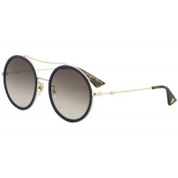 Gucci Women's GG0061S GG/0061/S Round Sunglasses - Gold/Navy   005 - Lens 56 Bridge 22 Temple 140mm