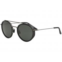 Vuarnet Men's Edge Round VL1613 VL/1613 Stainless Steel Sunglasses - Black/Polarized Grey   0002  - Lens 52 Bridge 21 Temple 145mm