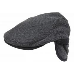 Dorfman Pacific Men's Tweed Earflap Ivy Cap Hat - Charcoal - Medium