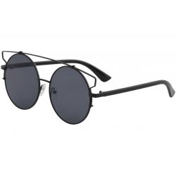 Yaaas! Women's 215 Fashion Round Sunglasses - Black/Grey Flash   C - Medium Fit