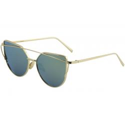 Yaaas! Women's 6627 Fashion Cateye Sunglasses - Gold/Gold Mirror   D - Medium Fit