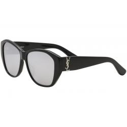 Saint Laurent Women's Monogram Collection SL M8 M/8 Square Sunglasses - Black/Silver Mirror   002  -  Lens 56 Bridge 15 Temple 140mm