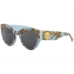 Versace Women's VE4353 VE/4353 Fashion Square Sunglasses - Seastar Azure/Grey   5284/87 - Lens 51 Bridge 26 Temple 140mm