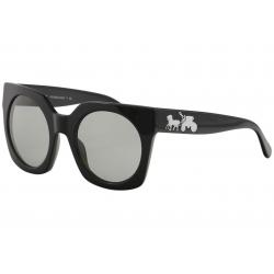 Coach Women's HC8250 HC/8250 Fashion Round Sunglasses - Solid Black/Light Grey   500287 - Lens 51 Bridge 23 B 48.9 ED 52.5 Temple 140mm