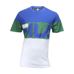 Fila Men's Vialli Crew Neck Short Sleeve Cotton T Shirt - Prince Blue/Sycamore/White - XX Large