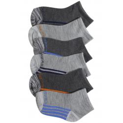 Skechers Toddler Boy's 6 Pairs Crews Socks - Grey/Orange - 2T 4T