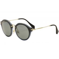 Miu Miu Women's SMU51S SMU/51S Fashion Sunglasses - Crytal Blue Black Gold/Grey   1AB 9K1 - Lens 49 Bridge 23 Temple 140mm