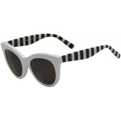 Tommy Hilfiger Women's TH1480S TH/1480/S Cat Eye Sunglasses - White Black Stripes/Gray Blue   VK6/IR  - Lens 51 Bridge 21 Temple 140mm
