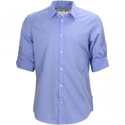 Calvin Klein's Men's Slim Fit End On End Solid Roll Up Long Sleeve Shirt - Little Boy Blue - X Large