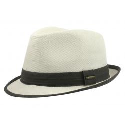 Stetson Men's Contrast Trim Fedora Hat - Ivory - Large