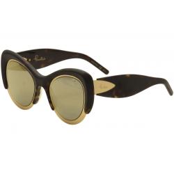 Pomellato Women's PM0010S PM/0010/S Cat Eye Fashion Sunglasses - Matte Dark Tortoise Gold/Bronze Mirror    001  - Lens 48 Bridge 24 Temple 140mm