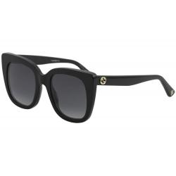 Gucci Women's GG0163S GG/0163/S Fashion Square Sunglasses - Black/Grey Gradient   001 - Lens 51 Bridge 22 Temple 140mm