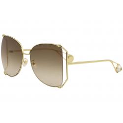 Gucci Women's Sensual Romantic GG0252S GG/0252/S Fashion Butterfly Sunglasses - Gold/Brown Gradient   003 - Lens 63 Bridge 18 Temple 135mm