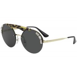 Prada Women's SPR52U SPR/52U Fashion Pilot Sunglasses - Pale Gold Medium Havana Gemstones/Grey   I8N/5S0 - Lens 37 Bridge 00 Temple 140mm