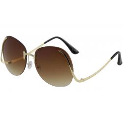Yaaas! Women's 6630 A Gold Fashion Round Sunglasses - Gold/Tea Gradient   A - Medium Fit