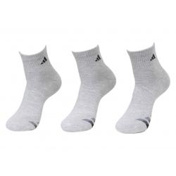 Adidas Men's 3 Pc Climalite Compression Quarter Crew Socks - Heathered Light Onix/Black/Granite/Tech Grey - Fits 6 12