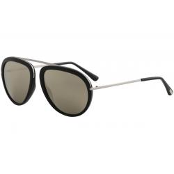 Tom Ford Stacy TF452 TF/452 Fashion Pilot Sunglasses - Shiny Black/Smoke Mirror   01C - Lens 57 Bridge 16 Temple 140mm