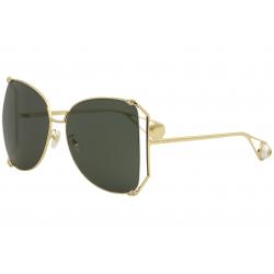 Gucci Women's Sensual Romantic GG0252S GG/0252/S Fashion Butterfly Sunglasses - Gold/Green   005 - Lens 63 Bridge 18 Temple 135mm