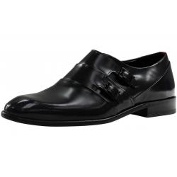 Hugo Boss Men's Dressapp Double Monk Strap Leather Loafers Shoes - Black - 8.5 D(M) US