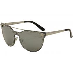 Versace Women's VE2177 VE/2177 Fashion Cat Eye Sunglasses - Silver Medusa Studs/Silver Grey Mirror   1000 6G - Lens 45 Bridge 00 Temple 140mm
