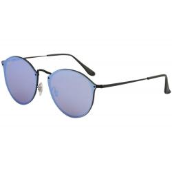 Ray Ban Women's Eyeglasses Blaze Round RB3574N RB/3574/N Fashion Sunglasses - Demigloss Black/Dark Violet Blue Mirror   153/7V - Lens 59 Bridge 14 Temple 145mm