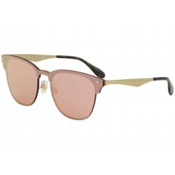 Ray Ban Blaze Clubmaster RB3576N RB/3576/N RayBan Fashion Square Sunglasses - Brushed Gold/Pink Mirror   043/E4 - Lens 47 Bridge 47 Temple 140mm