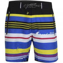 Hugo Boss Men's Cavefish Quick Dry Stripes Trunks Shorts Swimwear - Blue - Small