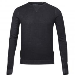 Blue Chrome Buffalo David Bitton Men's Wajug Crew Neck Long Sleeve Wool Sweater - Black - Small