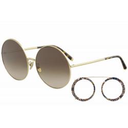 Dolce & Gabbana Women's D&G DG2198 DG/2198 Fashion Round Sunglasses W/ Clip On - Gold Havana/Brown Gradient   02/13 - Lens 63 Bridge 17 B 63 ED 63 Temple 140mm