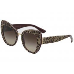 Dolce & Gabbana Women's D&G DG4319 DG/4319 Fashion Cat Eye Sunglasses - Leopard Bordeaux/Brown Gradient   3161/13 - Lens 51 Bridge 22 Temple 140mm
