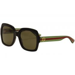 Gucci Women's GG0036S GG/0036/S Fashion Sunglasses - Black/Green Glitter/Red Brown   002  - Lens 54 Bridge 22 Temple 140mm