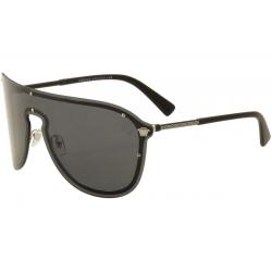 Versace Women's VE2180 VE/2180 Shield Sunglasses - Black Silver/Grey   1000/87  - Lens 44 Bridge 00 Temple 125mm