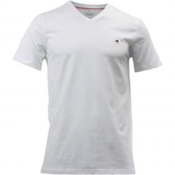 Tommy Hilfiger Men's Core Flag Short Sleeve V Neck Cotton T Shirt - White - Medium