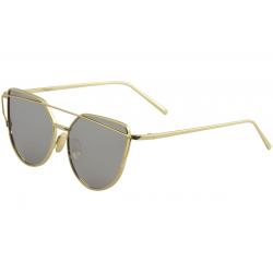 Yaaas! Women's 6627 Fashion Cateye Sunglasses - Gold/Grey W/ Silver Mirror   H - Medium Fit