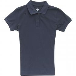 Dickies Girl Juniors 2 Button Short Sleeve Stretch Pique Polo Shirt - Navy - Small