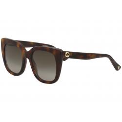 Gucci Women's GG0163S GG/0163/S Fashion Square Sunglasses - Havana/Brown Gradient   003 - Lens 51 Bridge 22 Temple 140mm