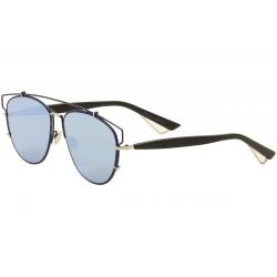 Christian Dior Women's Technologic Aviator Fashion Sunglasses - Navy Black Silver/Blue Silver Mirror   PQU A4  - Lens 57 Bridge 14 Temple 145mm