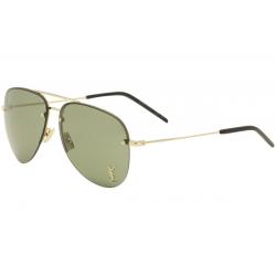 Saint Laurent Men's Classic 11M Pilot Sunglasses - Gold Black/Green Nylon Lens   003  - Lens 59 Bridge 13 Temple 140mm