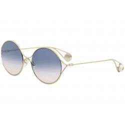 Gucci Women's Sensual Romantic GG0253S GG/0253/S Fashion Round Sunglasses - Gold/Blue Pink Gradient   003 - Lens 58 Bridge 20 Temple 135mm