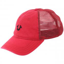 True Religion Men's Core Logo Cotton Strapback Trucker Cap Hat - True Red - One Size Fits Most