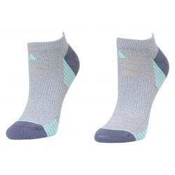 Adidas Women's 2 Pc Superlite Compression No Show Socks - Clear Grey CH Solid Grey Marl/Radiant Aqua/Onix - Fits 5 10