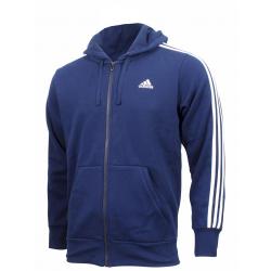 Adidas Men's Essentials 3 Stripes Long Sleeve Full Zip Fleece Hoodie Jacket - Collegiate Navy/White - Large