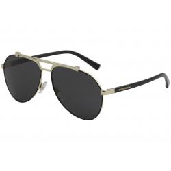 Dolce & Gabbana Men's D&G DG2189 DG/2189 Fashion Pilot Sunglasses - Matte Black Pale Gold/Grey   01/87 - Lens 61 Bridge 14 Temple 140mm