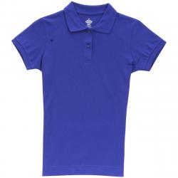 Dickies Girl Junior's 2 Button Short Sleeve Stretch Pique Polo Shirt - Cobalt Blue - Medium